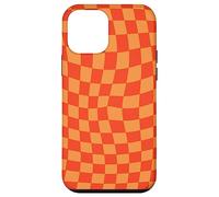 Classic Checkered Checker Checkerboard Wavy Orange Coque pour iPhone 12 Mini