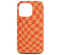 Classic Checkered Checker Checkerboard Wavy Orange Coque pour iPhone 13 Pro