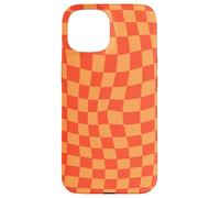 Classic Checkered Checker Checkerboard Wavy Orange Coque pour iPhone 15
