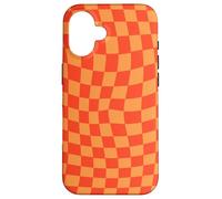 Classic Checkered Checker Checkerboard Wavy Orange Coque pour iPhone 16