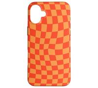 Classic Checkered Checker Checkerboard Wavy Orange Coque pour iPhone 16 Plus