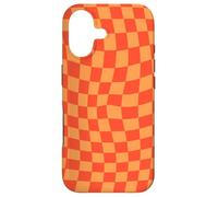 Classic Checkered Checker Checkerboard Wavy Orange Coque pour iPhone 17