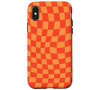 Classic Checkered Checker Checkerboard Wavy Orange Coque pour iPhone X/XS
