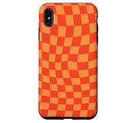 Classic Checkered Checker Checkerboard Wavy Orange Coque pour iPhone XS Max