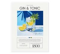 Classic Cocktails: Gin and Tonic Poster de Felipe Hora 13 x 18 cm Bleu Tableaux Décoration murale