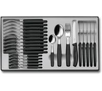 Classic,Couverts De Table Professionnels,24 Pièces,Lame Extra-Tranchante,Taille Crantée,11 Cm,Acier Inoxydable,Noir