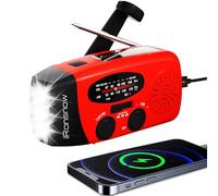 (Classic Creator) iRonsnow Solar Emergency NOAA Weather Radio Dynamo Hand Crank Self Powered AM FM WB Radios 3 LED Flashlight 1000mAh Smart Phone Charger Power Bank(Red)