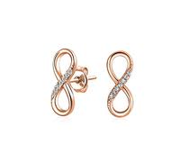 Classic Cubic Zirconia Eternity Cz Accent Pave Romantic Love Knot Symbol Eternity L'Infini Stud Ears For Women Teens Girlfriend Rose Plated .925 Argent Sterling