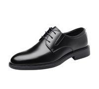 Classic Dress Oxford Shoes for Men Italian Leather Lace-up Breathable Business Tuxedo Wedding Anti-Slip Rubber Sole Block Heel Formal(41 EU)