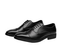 Classic Dress Shoes for Men Italian Leather Lace-up Cap Toe Anti-Slip Casual Formal Shoes for Wedding and Prom(Black,44 EU)