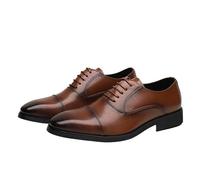 Classic Dress Shoes for Men Italian Leather Lace-up Cap Toe Anti-Slip Casual Formal Shoes for Wedding and Prom(Brown,38 EU)