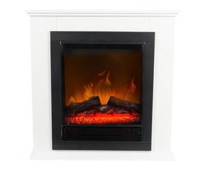 Classic Fire Cheminee Electrique Effet Flamme Lugano 1800W - Cheminée Décorative avec Télécommande et Minuterie - Chauffage Electrique Poêle Électrique Autoportant - Blanc