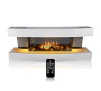 Classic Fire Cheminée Electrique Montreal- Cheminee Decorative 2000W - Cheminée Électrique avec Effet Flame, Chauffage, Télécommande et Minuterie - Autoportante - Blanc