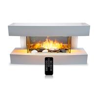 Classic Fire Cheminée Électrique Toronto 2000W - Cheminee Electrique Effet Flamme LED avec Télécommande - Radiateur Electrique en Blanc - 230V