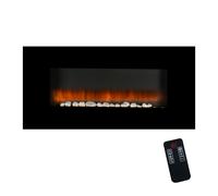 Classic Fire Cheminée électrique Vancouver - Cheminée électrique 94 x 48 x 12 cm - avec Flammes LED, Chauffage, télécommande et minuterie - 2000W - Support Mural - Noir