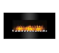 Classic Fire Cheminée électrique Vancouver - Cheminée électrique 94 x 48 x 12 cm - avec Flammes LED, Chauffage, télécommande et minuterie - 2000W - Support Mural - Noir