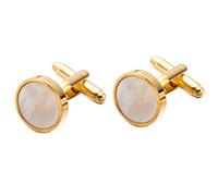 Classic Gold-Color Plated Mother Pearl Copper Men's Cuff Link Gift Party Wedding Suit Shirt Buttons Cufflinks