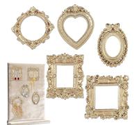 Classic Gold Photo Frame, Mini Table Display Frames, 5cm Ornamental Picture Holder Kit with Antique Style Finish, Durable Desk Decor Set, Elegant Frame Collection for Bedroom Office Indoor Uses