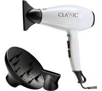 , Classic Hair Dryer, Sèche-Cheveux Professionnel Avec Moteur Italien 2200 W Ac, Revêtement Céramique Pour Des Cheveux Brillants Et Sans Frisottis, Couleur Blanche