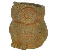 Classic Home and Garden Cement Buddies Pot de Fleurs d'intérieur et d'extérieur avec Trou de Drainage Motif Chouette Marron Rouille 14 cm