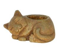 Classic Home and Garden Cement Buddies Pot de Fleurs d'intérieur et d'extérieur avec Trou de Drainage, Chat endormi, Marron Rouille, Taille S, 17,8 cm
