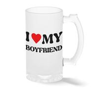 Classic I Heart My Boyfriend Mug - Funny Girlfriend Novelty Tea Cup - Valentines Day Relationship Gift Bière transparente Tasse Stein 0.5L