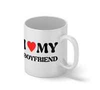 Classic I Heart My Boyfriend Mug - Funny Girlfriend Novelty Tea Cup - Valentines Day Relationship Gift Tasse blanche Café Mug