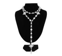 Classic Imitation Pearl Rhinestone Adjustable Long Chain Necklace For Women ELegant Flower Link Wed Bridal Jewelry Gift