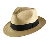 Classic Italy Authentique Chapeau Panama, tressage Traditionnel en Équateur Homme ou Femme Panama Cubano - Taille 61 cm - Beige