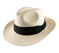 Classic Italy Authentique Chapeau Panama, tressage Traditionnel en Équateur Large Bord, Homme ou Femme Bogart Brisa - Taille 57 cm - Blanchi