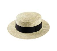 Classic Italy - Chapeau canotier Paille Enfant Petit Canotier - Taille 52 cm - Blanchi