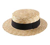 Classic Italy - Chapeau canotier Paille Paille Finement tressée Homme ou Femme Canotier - Taille 50 cm - Naturel