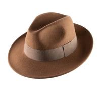 Classic Italy - Chapeau Fedora Feutre Homme ou Femme Essential Fedora - Taille 54 cm - Marron-Clair