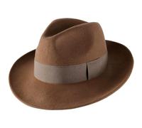 Classic Italy - Chapeau Fedora Pliable, imperméable, Feutre Homme ou Femme Fedora - Taille 56 cm - Marron-Clair