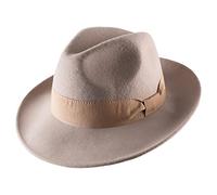 Classic Italy - Chapeau Fedora Pliable, imperméable, Feutre Homme ou Femme Fedora - Taille 63 cm - Creme