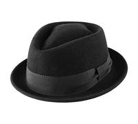 Classic Italy - Chapeau Porkpie Feutre Homme ou Femme Classic Diamond Porkpie - Taille 58 cm - Noir