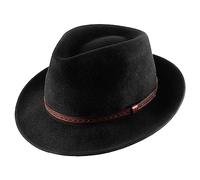 Classic Italy - Chapeau Trilby imperméable, Feutre Homme ou Femme Tribly Leather Belt - Taille 56 cm - Noir-Marron