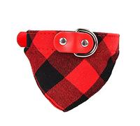 Classic Lattice Pattern Adjustable Small Dogs Collars Puppy Slobber Towel Outdoor Cats Collar Fashion Cute Bib for Pets (Red X)