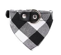 Classic Lattice Pattern Adjustable Small Dogs Collars Puppy Slobber Towel Outdoor Cats Collar Fashion Cute Bib for Pets (Gray X)