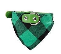 Classic Lattice Pattern Adjustable Small Dogs Collars Puppy Slobber Towel Outdoor Cats Collar Fashion Cute Bib for Pets (Green X)