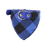 Classic Lattice Pattern Adjustable Small Dogs Collars Puppy Slobber Towel Outdoor Cats Collar Fashion Cute Bib for Pets (Blue X)