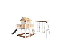 Classic Liam Playhouse With Double Swing Brown/White - Toboggan Gris