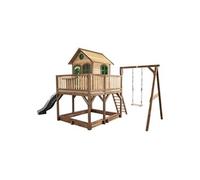 Classic Liam Playhouse With Single Swing Brown/Green - Toboggan Gris