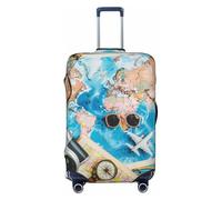 Classic Map Travel Essentials - Housses de protection élastiques pour valises de 45 à 81 cm, Noir, X-large