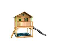 AXI Maisonnette enfant Marc – Bac à sable et toboggan gris – Bois FSC marron et vert