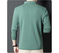 Classic Men Soft Cotton Casual Top Fashionable Solid Color Long Sleeve Lapel Collar Polo Shirt(Yellow,XXL)