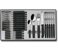 Classic Ménagère,24 Pièces Set De Couverts,Pour 6 Personnes,6 X Couteaux À Steak,6 X Fourchet Tes De Table,6 X Cuillères À Soupe,6 X Cuillères À Café,Noir