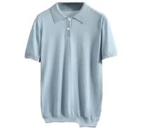 Classic Men's Polo Shirt Breathable Short Sleeve Solid Color Business Casual Top for Work Office(Blue,XL)