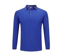 Classic Mens Polo Shirts Long Sleeve Button Design for Golf or Business Work Style(Blue,XXL)