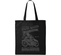 Classic Moto Racer Flat Track Capital Speedway Sac fourre-tout en coton écologique naturel Noir, Noir , Taille unique